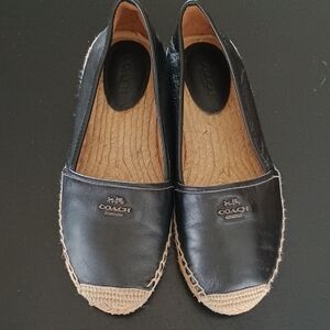 Coach Black Leather Slip On Shoes